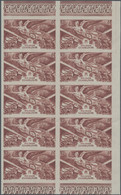 Guadeloupe: 1946, Victory 8fr. Purple-brown, Imperforate Marginal Block Of Ten, Mint Never Hinged. M - Ongebruikt