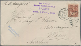 Hawaii: 1890, 10 C Red Brown, Tied By Duplex Honolulu, 12.DEC.1890, Single Franking On Cover To Vien - Hawaï