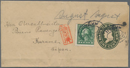 Hawaii: Kurume, 1915, Uprated Wrapper From "HONOLULU, HAWAII" (double-oval) To 1st Paymaster Rawenge - Hawaï