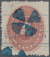 Mexiko: 1886, Numerals 2 C. Coffee-red Perforated 12 Ruled Lines And Handstamp "Vale 1 Cvo", The COL - Mexico