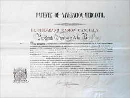 Peru - Besonderheiten: 1855, Ship Captains Master Patent (460x610 Mm) Originally Issued In Callao/Pe - Perù
