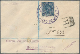 Rio De Oro: 1907, Alfons XIII 4 Ptas Blue On Registered Letter Sent From "SOSU.. 13 SEP 07" Via Las - Rio De Oro