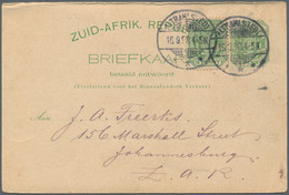 Transvaal - Ganzsachen: 1896, Stationery Question Card ½ D. Uprated ½ D With Commercial Usage Sent F - Transvaal (1870-1909)