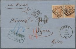 Belgien: 1871 Belgium Cover With 30c (2) Tied By Losange 217 Of LIEGE To THE ISLAND OF SYROS (PART O - Brieven En Documenten