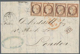 Frankreich: 1850, 40 C Orange (oxidized), Horizontal Strip Of 4, Upper Margins Close To Slightly Tou - Brieven En Documenten