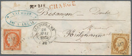 Frankreich: 1850/1852, 40 C Orange Ceres And 10 C Yellow-bister Napoleon, Both Stamps With Full Marg - Brieven En Documenten