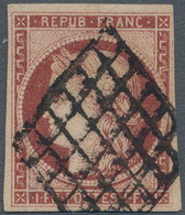 Frankreich: 1849, Ceres 1fr. Brown-carmine, Fresh Colour And Close To Wide Margins, Neatly Oblit. By - Gebruikt