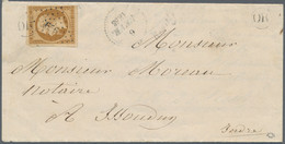 Frankreich: 1852, 10 C Bister Brown 'Napoleon', Full To Large Margins, Tied By Numeral '2656' (petit - Brieven En Documenten