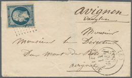 Frankreich: 1852, 25 C Blue 'Napoleon', Full Margins, Tied By Numeral '990' (petits Chiffres), Singl - Brieven En Documenten