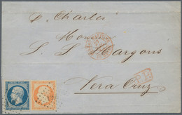 Frankreich: 1855, 20 C Blue And 40 C Orange, Full Margins Each, Tied By Numeral Cancel '1495' (petit - Brieven En Documenten