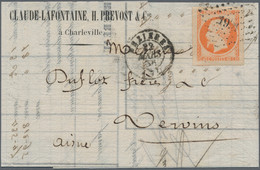 Frankreich: 1856, 40 C Orange, Very Large Margins (margins Of Neighbouring Stamps On 3 Sides!), Tied - Brieven En Documenten