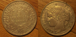 Cérès - 5 Francs 1870A - 1870-1871 Gobierno De Defensa Nacional