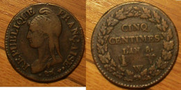 Dupré - 5 Centimes An 8 W - 1795-1799 Directorio