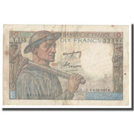 France, 10 Francs, Mineur, 1947, 1947-12-04, TTB, Fayette:8.19, KM:99f - 10 F 1941-1949 ''Mineur''