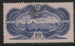 POSTE AERIENNE N° 15  Cote : 800 € 50 Fr Burelé Neuf * (MH) (voir Description) - 1927-1959 Neufs