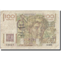 France, 100 Francs, Jeune Paysan, 1954, 1954-04-01, TB, Fayette:28.43, KM:128d - 100 F 1945-1954 ''Jeune Paysan''