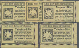 Bayern - Telefon-Billets: 1894, Kompletter Satz Von 5 Ungebrauchten Telefonbillets, 10 Pfg - 1 Mk, S - Andere & Zonder Classificatie