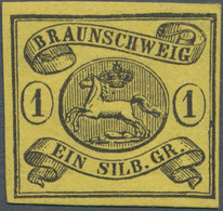 Braunschweig - Marken Und Briefe: 1861, 1 Sgr. Schwarz Auf Lebhaftgraugelb, Leuchtend Farbfrisches U - Brunswick