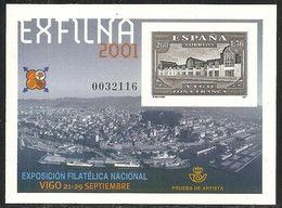 2001- PRUEBA Nº 75 -EXFILNA 2001 VIGO. CIUDAD Y PUERTO - Probe- Und Nachdrucke