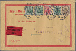Deutsches Reich - Germania: 1913, Germania 3 Pfg. Braun, 5 Pfg. Grün (3) Und 10 Pfg. Rot, Je Mit Per - Brieven En Documenten
