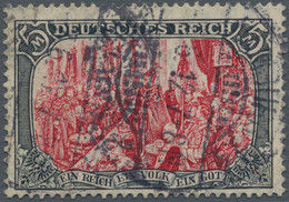 Deutsches Reich - Germania: 1906, MiNr 97 A I M, 5 M Schwarz/dunkelkarmin, Ministerdruck, Einwandfre - Gebruikt