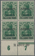 Deutsche Abstimmungsgebiete: Allenstein: 1920, Nicht Verausgabte 20 Pfg. Dunkelgrün Mit Waagerechtem - Andere & Zonder Classificatie