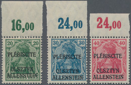 Deutsche Abstimmungsgebiete: Allenstein: 1920 Unverausgabte Marken Zu 20, 30 Und 40 Pf. Je Mit Bogen - Andere & Zonder Classificatie