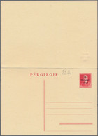 Dt. Besetzung II WK - Albanien - Ganzsachen: 1943, Aufdruck-Ausgabe "14 Shator 1943" Auf Italien, Al - Bezetting 1938-45