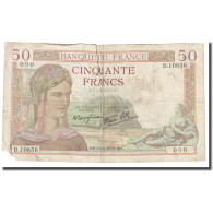 France, 50 Francs, Cérès, 1939, 1939-09-14, TB, Fayette:18.30, KM:85b - 50 F 1934-1940 ''Cérès''