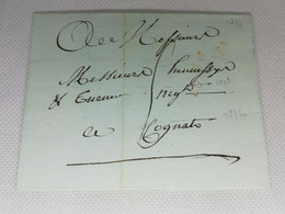 Ancienne Lettre Marque Postale Charente Inférieure Ou Maritime 16 Surgere 29X8 Rouge 1793 Valeur = 150 - 1792-1815: Départements Conquis