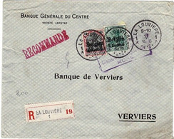 Lettre Recommandée De Banque Générale Du Centre Vers Banque De Verviers Censure La Louvière Censure Verviers - Deutsche Besatzung