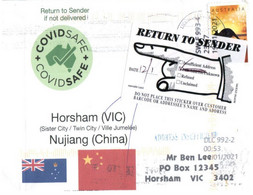 (GG 22) Australia - Horsham (VIC) City Twin With Nujiang (China) RTS - (COVID-19) (kangaroo Stamp) - Disease