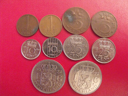 Pays-bas Netherland Nederland. Lot De 10 Pièces : 1, 5, 10, 25 Cents. 1 Gulden. 1948/1985 - 1948-1980 : Juliana