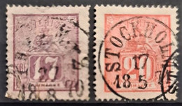 SWEDEN 1866 - Canceled - Sc# 14, 16 - Used Stamps