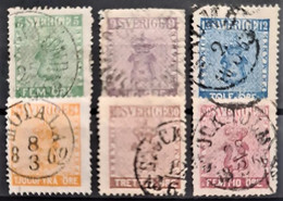 SWEDEN 1858 - Canceled - Sc# 6, 7, 8, 10, 11, 12 - Usati