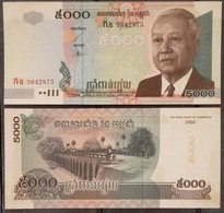 Cambodia Cambodge Kampuchea 5,000 5000 Riels UNC Banknote 2004 - P#55B - Cambodja