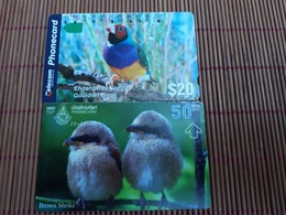 2 Phonecards Birds Used - Pájaros Cantores (Passeri)