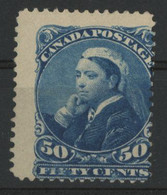 N° 37, 50c Bleu Victoria Neuf Sans Gomme (*) MNG. Impression Très Décalée. - Unused Stamps