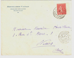 COLMAR Les ALPES Basses Alpes Lettre Entête Hostellerie VAUBAN 50c Semeuse Lignée Yv 199 Bord De Feuille Ob 1930 - Cartas & Documentos