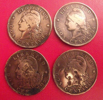 Argentine Argentina. Lot De 4 Pièces De 2 Dos Centavos 1891-1892. Republica Libertad. Diamètre 30 Mm - Argentine