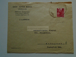 ZA344.25 Hungary-   Cover 1930's   Gróf Hoyos Miksa Uradalma  NÉMETLAD (Somogy M.)  Németlad Gyöngyöspuszta - Altri & Non Classificati