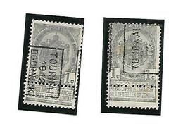 2 Pcs TOURNAI 1912  & 02  (1Ct) - Rolstempels 1894-99