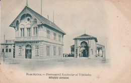 ESPAÑA. BARCELONA. FERROCARRIL FUNICULAR AL TIBIDABO, ESTACION SUPERIOR. CARTE POSTALE 1900's NON CIRCULEE -LILHU - Barcelona