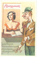 2 Cpsm Signée Carrière - Renseignements - Guichet, Pin-up, Femme Belle Poitrine / Permission De Minuit, Soldat - Carrière, Louis