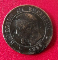 France. Pièce 2 Deux Centimes 1853 A. Napoléon III Empereur. Empire Français. Voilée - 2 Centimes