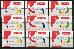 Denmark Dänemark Mi# ATM 2-4 Postfrisch/MNH - 0,25, 0,50, 4,50 Sets - Timbres De Distributeurs [ATM]