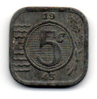 Pays Bas -  5 Cents 1943 - TTB - 5 Cent