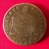 France République Françoise. Balances. 1 Sol. 1793 L'an II AA. Diam. 33 Mm - 1792-1804 First French Republic