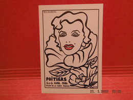 Cpm Collection Signee Jacques Lardie -illustrateur-POITIERS Eme Salon De La Cp 1986  Figure Femme Fleurs - Bourses & Salons De Collections
