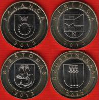 Lithuania Set Of 4 Coins: 2 Litai 2012 "Dedicated - Lithuanian Resorts" BiM. UNC - Lithuania